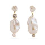 Amalfi Large Baroque Pearl Drop Earrings-White gembea jewelry