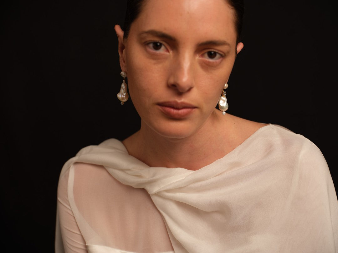 Amalfi Large Baroque Pearl Drop Earrings gembea jewelry