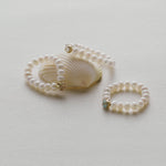 Amalfi Pearl Beaded Ring with Cubic zirconia gembea jewelry