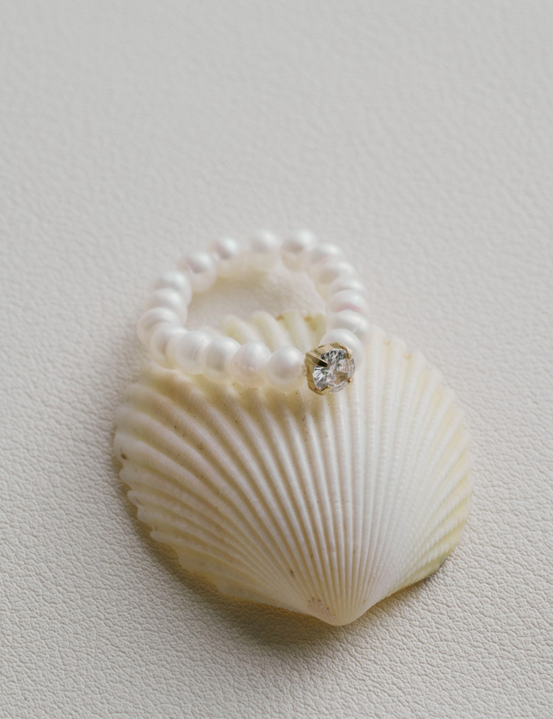 Amalfi Pearl Beaded Ring with Cubic zirconia gembea jewelry