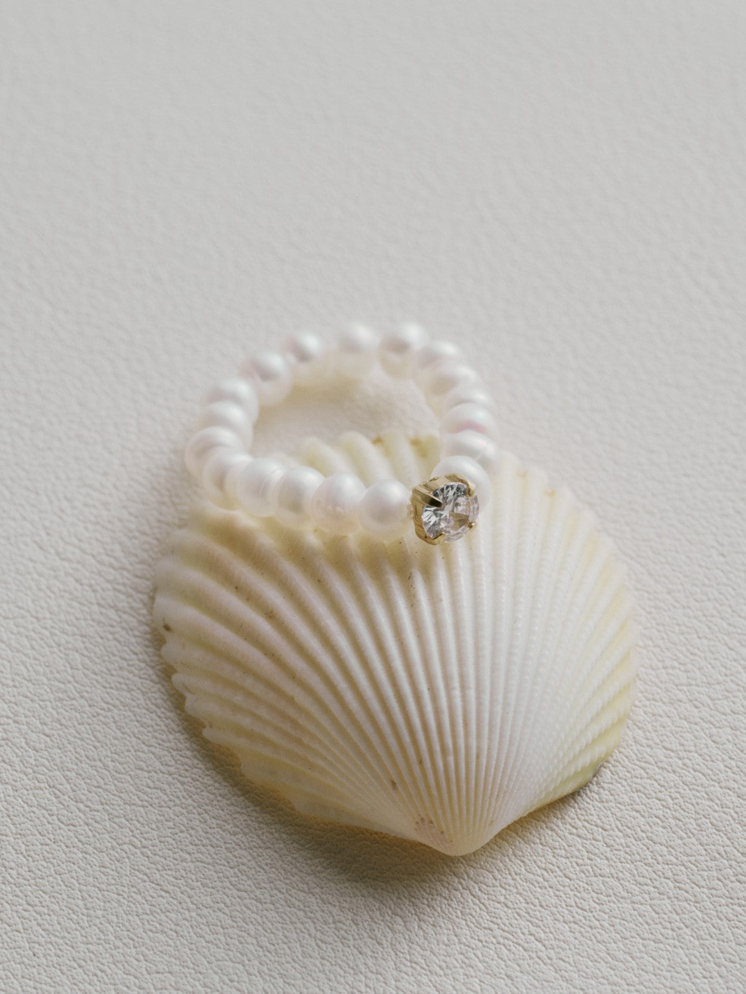 Amalfi Pearl Beaded Ring with Cubic zirconia gembea jewelry