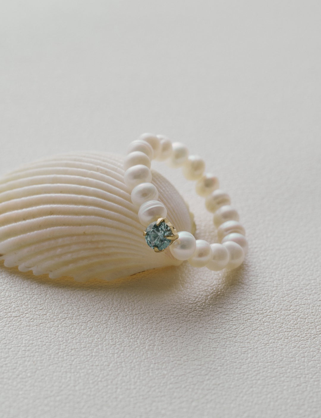 Amalfi Pearl Beaded Ring with Cubic zirconia gembea jewelry