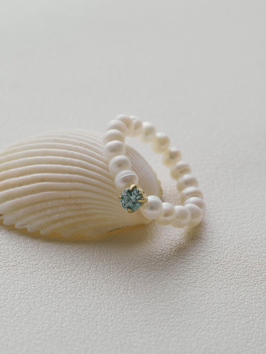 Amalfi Pearl Beaded Ring with Cubic zirconia gembea jewelry