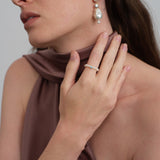 Amalfi Pearl Beaded Ring with Cubic zirconia gembea jewelry