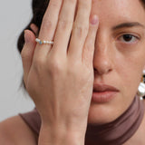 Amalfi Pearl Beaded Ring with Cubic zirconia gembea jewelry