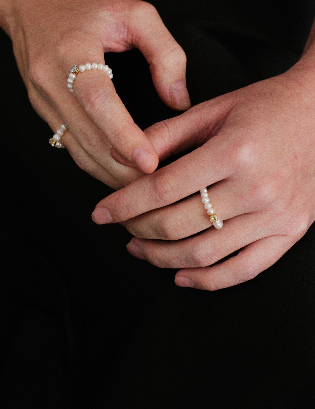 Amalfi Pearl Beaded Ring with Cubic zirconia gembea jewelry