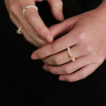 Amalfi Pearl Beaded Ring with Cubic zirconia gembea jewelry