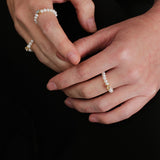 Amalfi Pearl Beaded Ring with Cubic zirconia gembea jewelry