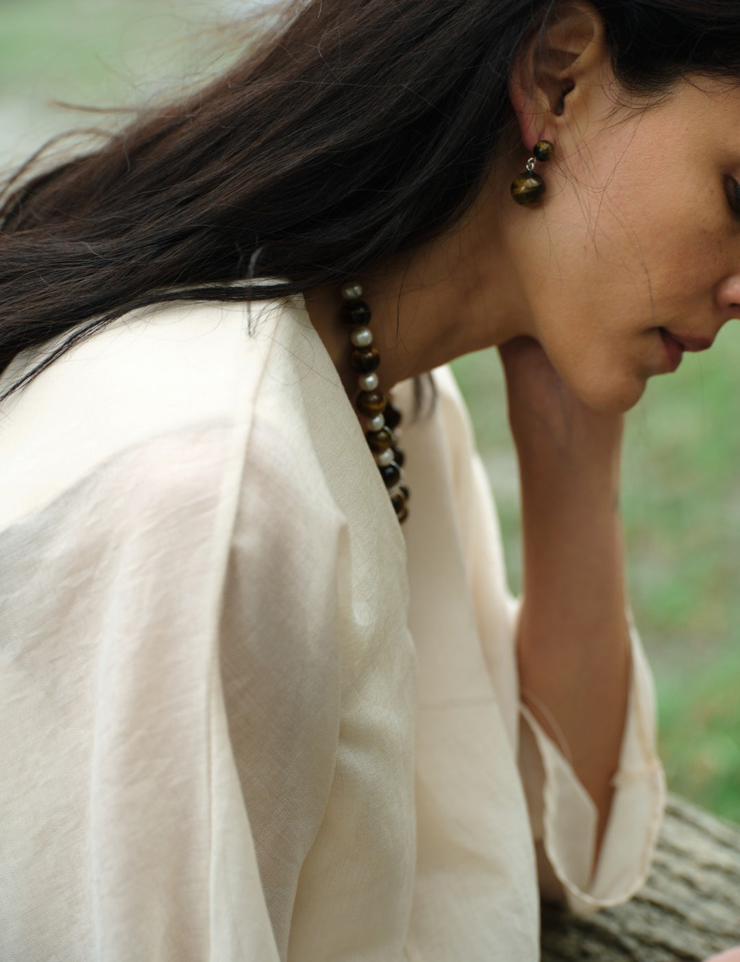 Amber Oak Tiger's Eye Earrings gembea jewelry