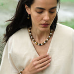 Amber Oak Tiger's Eye Pearl Bracelet gembea jewelry
