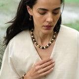 Amber Oak Tiger's Eye Pearl Bracelet gembea jewelry