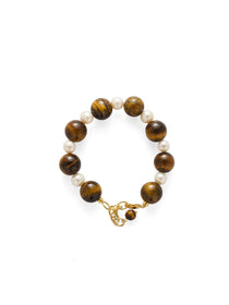 Amber Oak Tiger's Eye Pearl Bracelet gembea jewelry