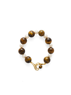 Amber Oak Tiger's Eye Pearl Bracelet gembea jewelry