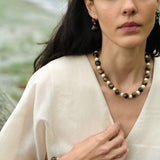 Amber Oak Tiger's Eye Pearl Necklace gembea jewelry