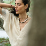 Amber Oak Tiger's Eye Pearl Necklace gembea jewelry