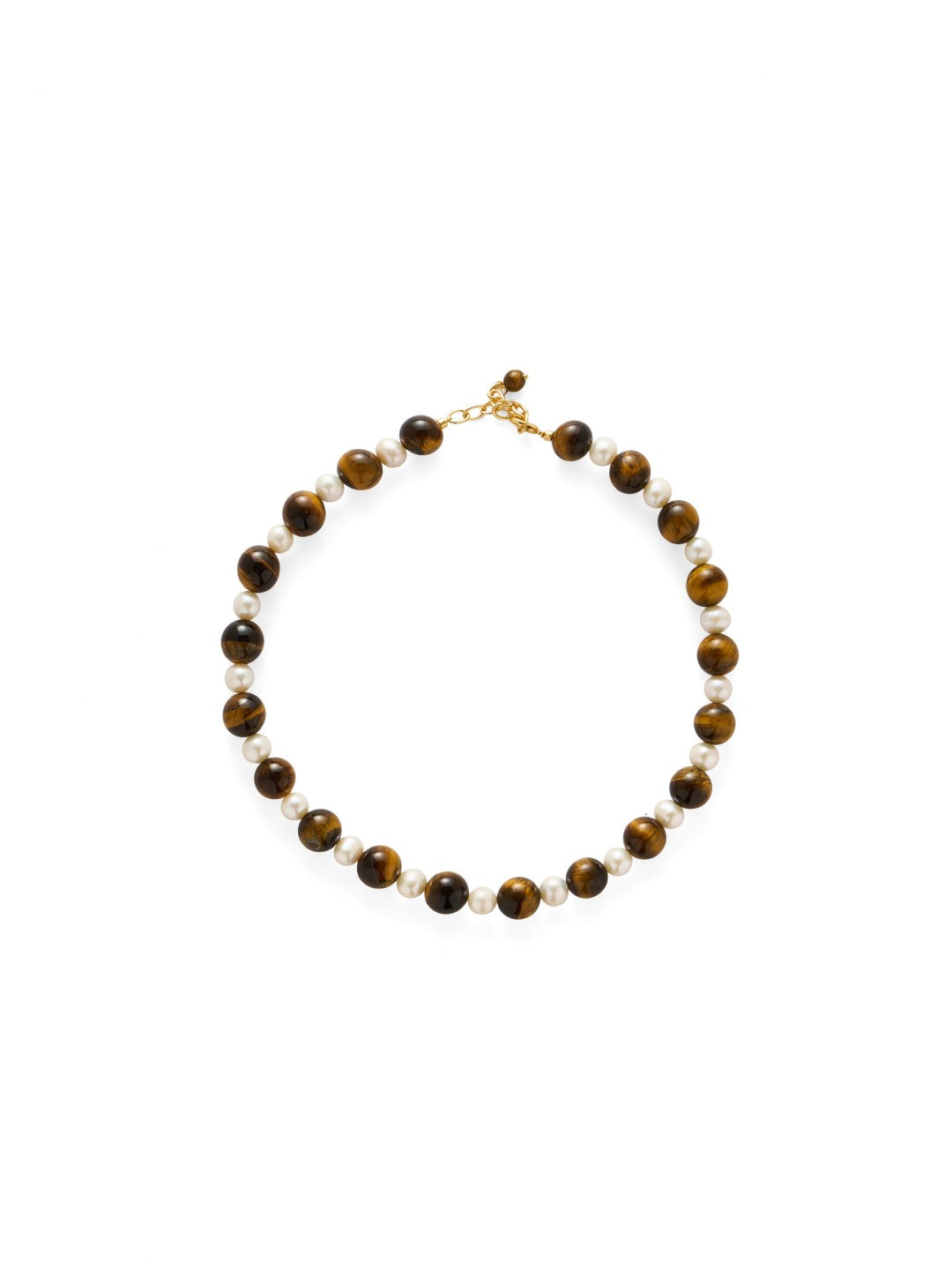 Amber Oak Tiger's Eye Pearl Necklace gembea jewelry