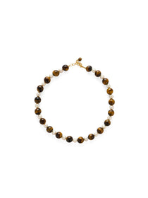 Amber Oak Tiger's Eye Pearl Necklace gembea jewelry