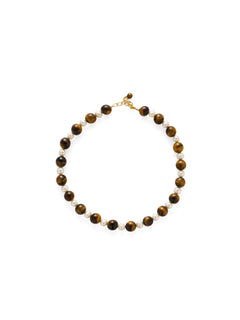 Amber Oak Tiger's Eye Pearl Necklace gembea jewelry