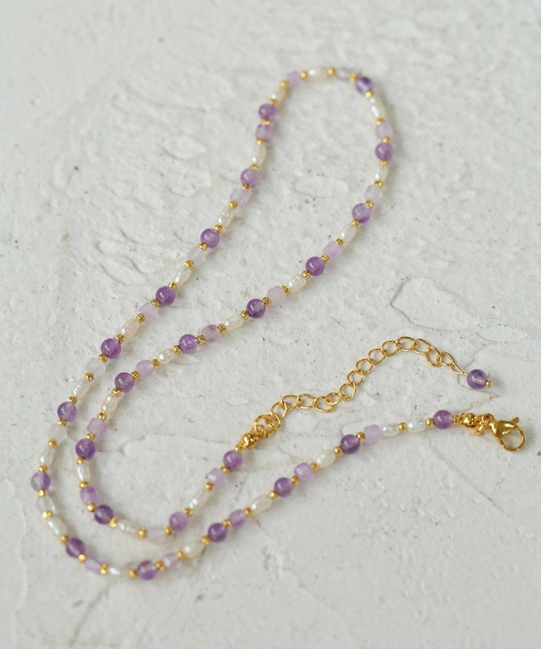 Amethyst Rice Pearl Necklace - Gembea Jewelry
