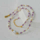 Amethyst Rice Pearl Necklace - Gembea Jewelry