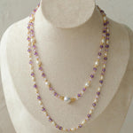 Amethyst Rice Pearl Necklace - Gembea Jewelry