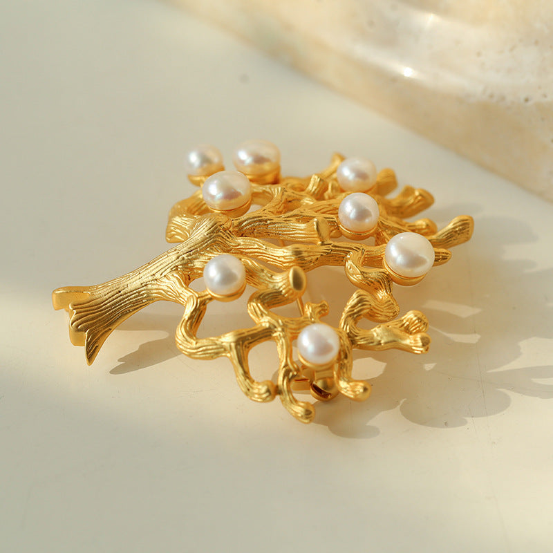 Antique Money Tree Pearl Brooch gembea jewelry