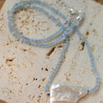 Sea's Embrace Series Aquamarine Pearl Necklace - Gembea Jewelry