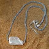 Sea's Embrace Series Aquamarine Pearl Necklace - Gembea Jewelry