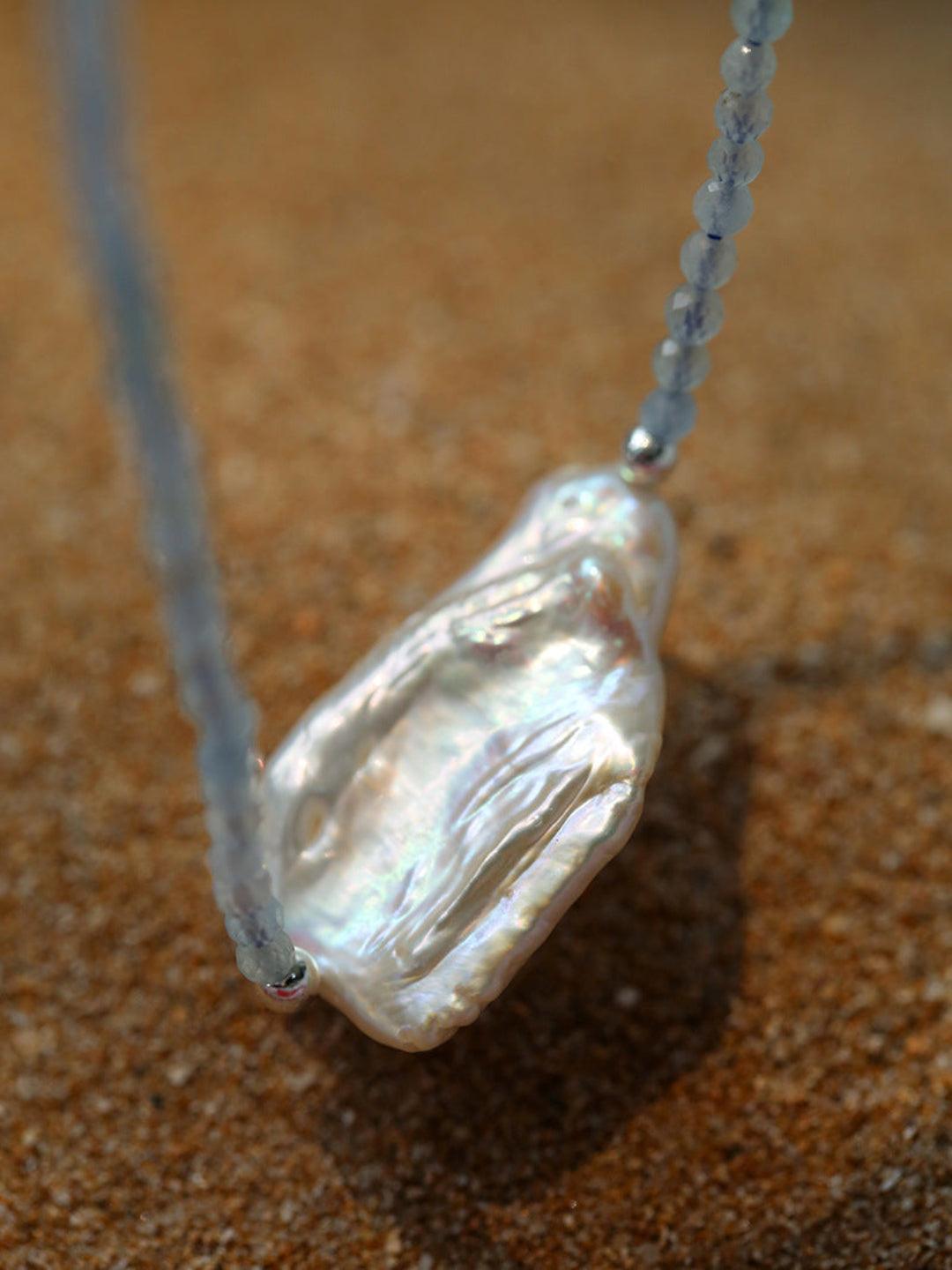 Sea's Embrace Series Aquamarine Pearl Necklace - Gembea Jewelry