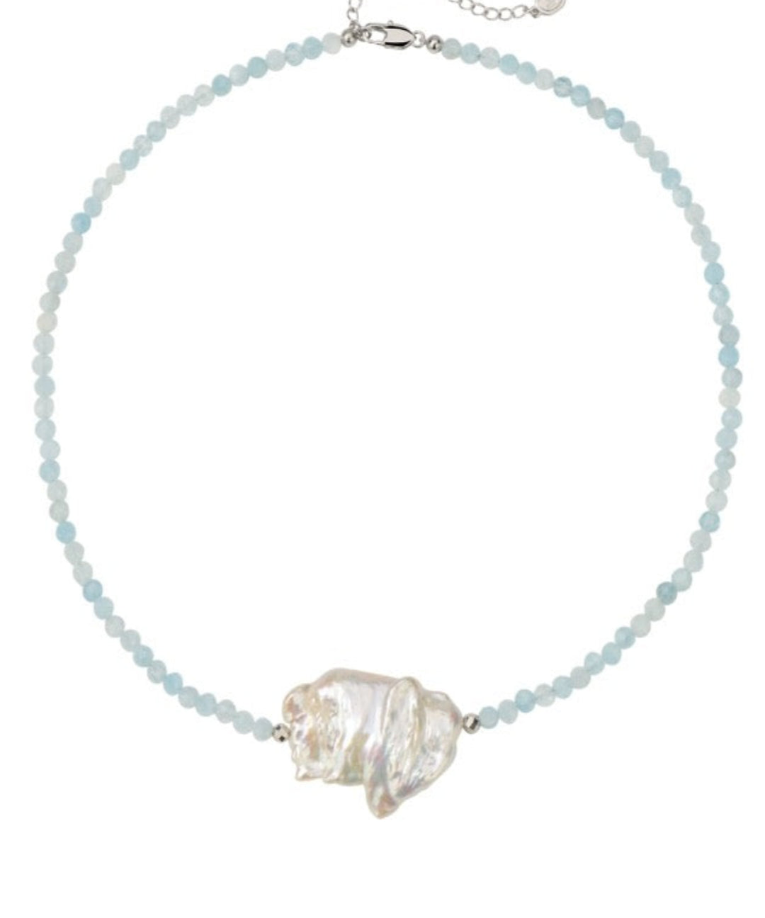 Aquamarine Baroque Pearl Necklace gembea jewelry