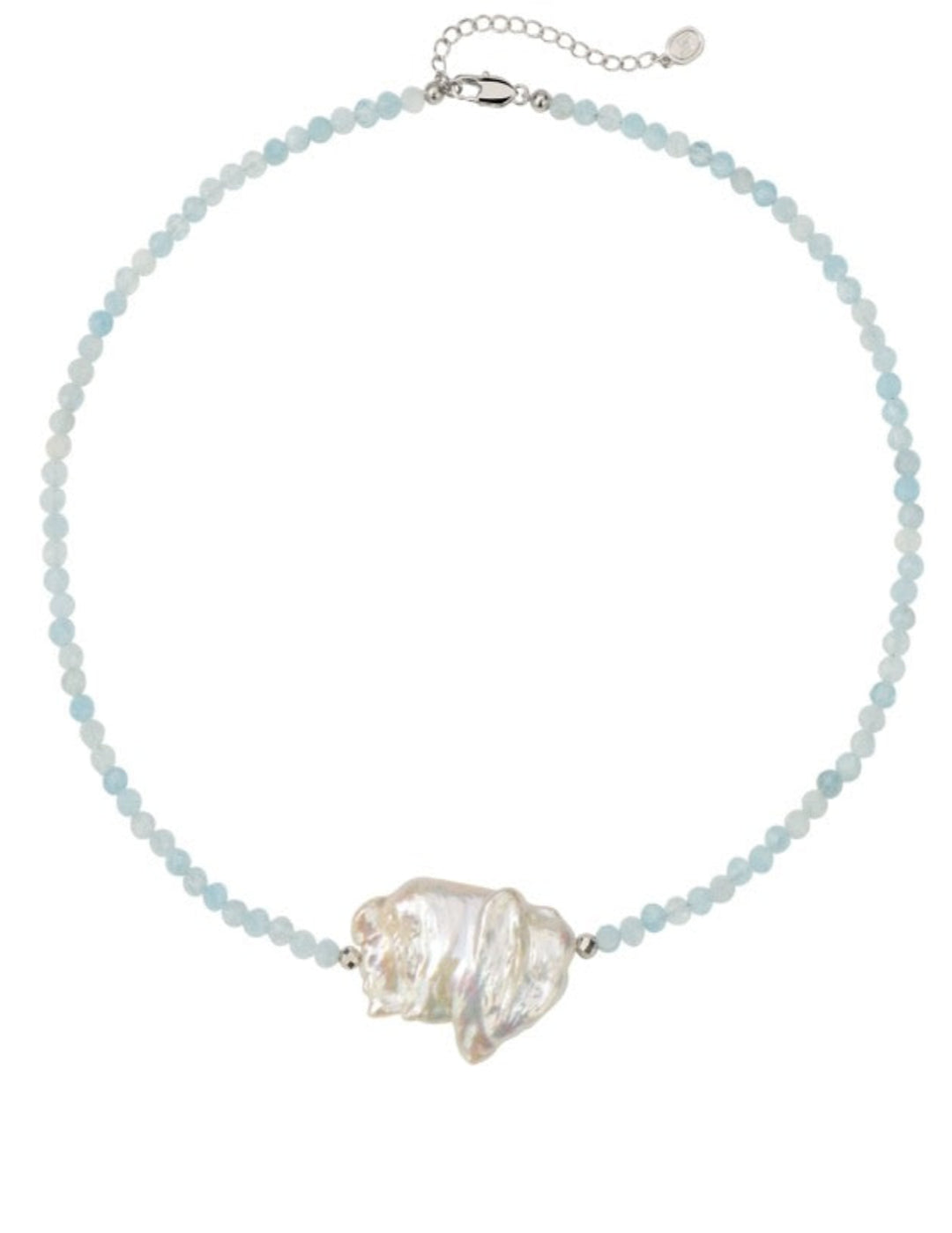 Aquamarine Baroque Pearl Necklace gembea jewelry