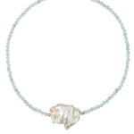 Aquamarine Baroque Pearl Necklace gembea jewelry