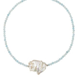 Aquamarine Baroque Pearl Necklace gembea jewelry