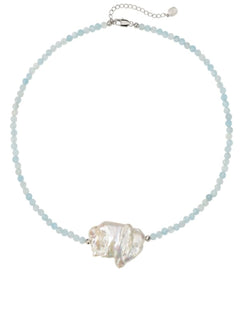 Aquamarine Baroque Pearl Necklace gembea jewelry
