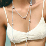 Sea's Embrace Series Aquamarine Pearl Long Necklace - Gembea Jewelry