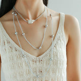 Sea's Embrace Series Aquamarine Pearl Long Necklace - Gembea Jewelry