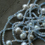 Sea's Embrace Series Aquamarine Pearl Long Necklace - Gembea Jewelry
