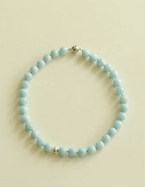 Aquamarine Stone Beaded Necklace gembea jewelry