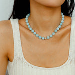Aquamarine Stone Beaded Necklace gembea jewelry