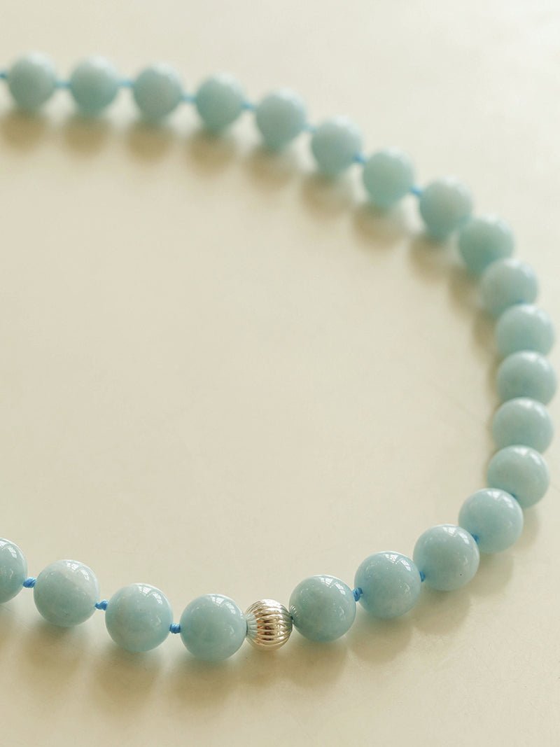 Aquamarine Stone Beaded Necklace gembea jewelry