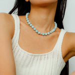 Aquamarine Stone Beaded Necklace gembea jewelry