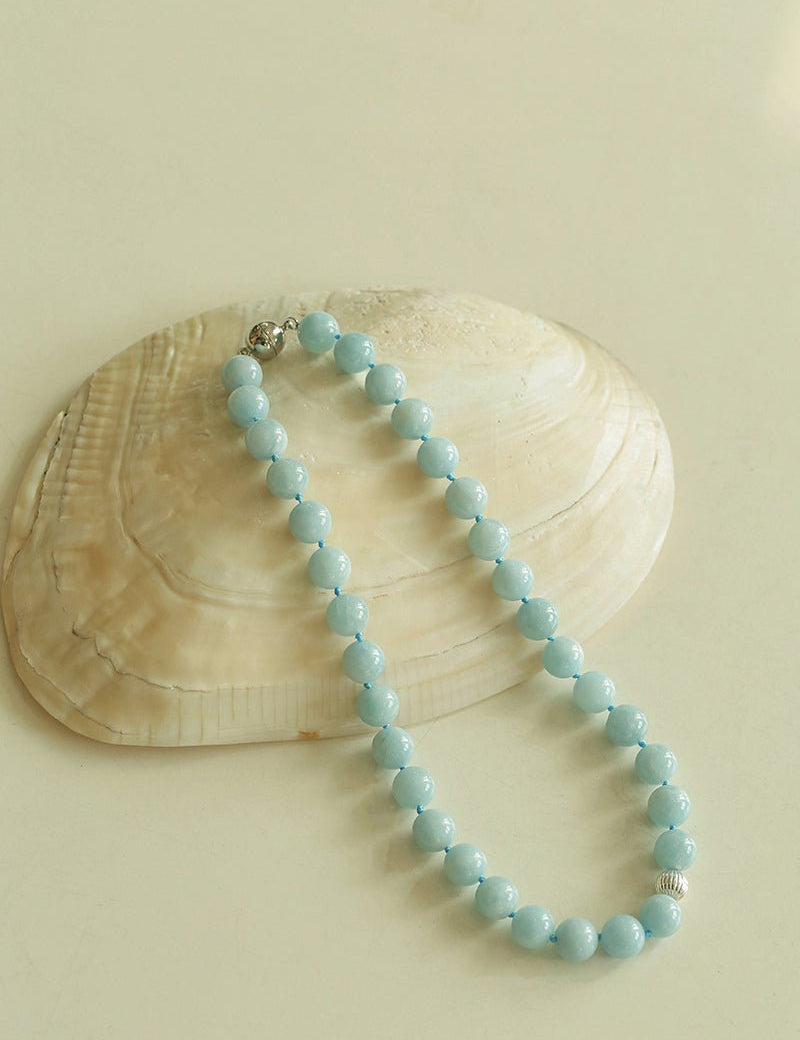 Aquamarine Stone Beaded Necklace gembea jewelry
