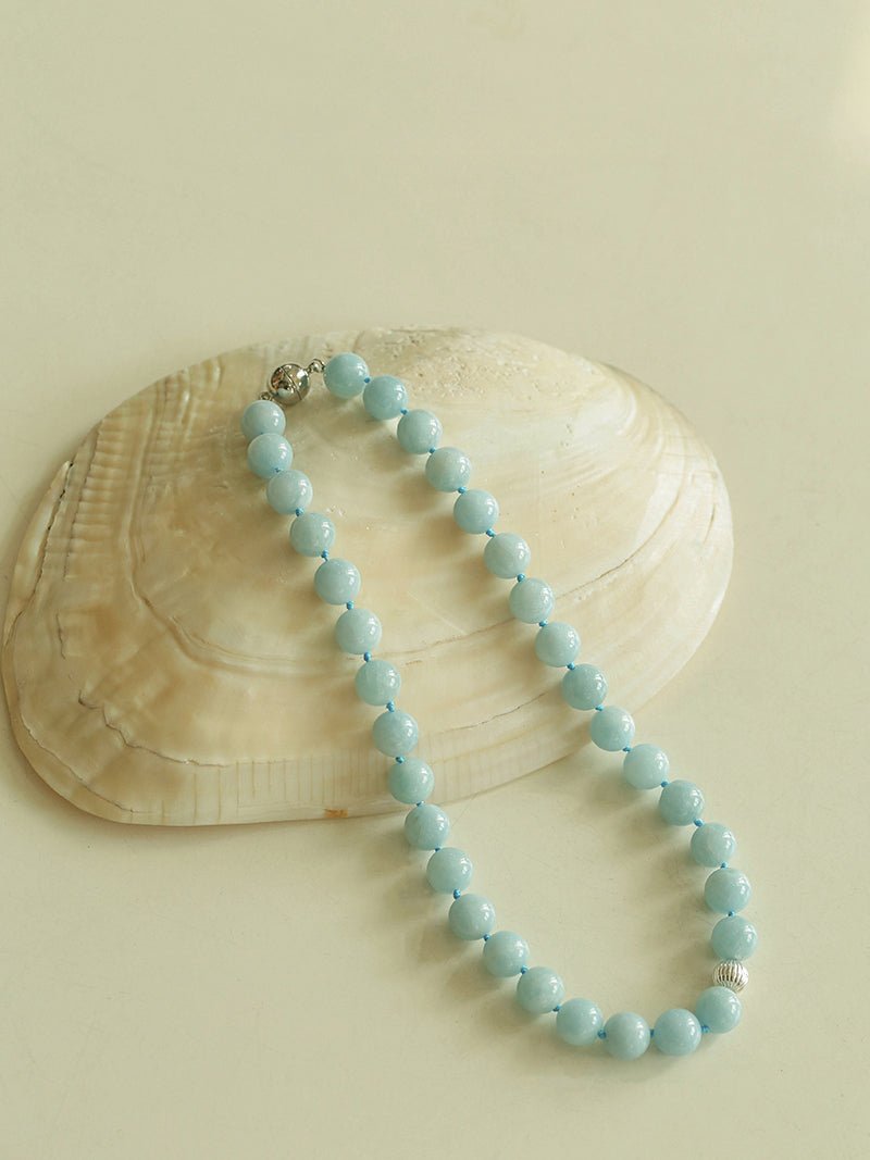 Aquamarine Stone Beaded Necklace gembea jewelry
