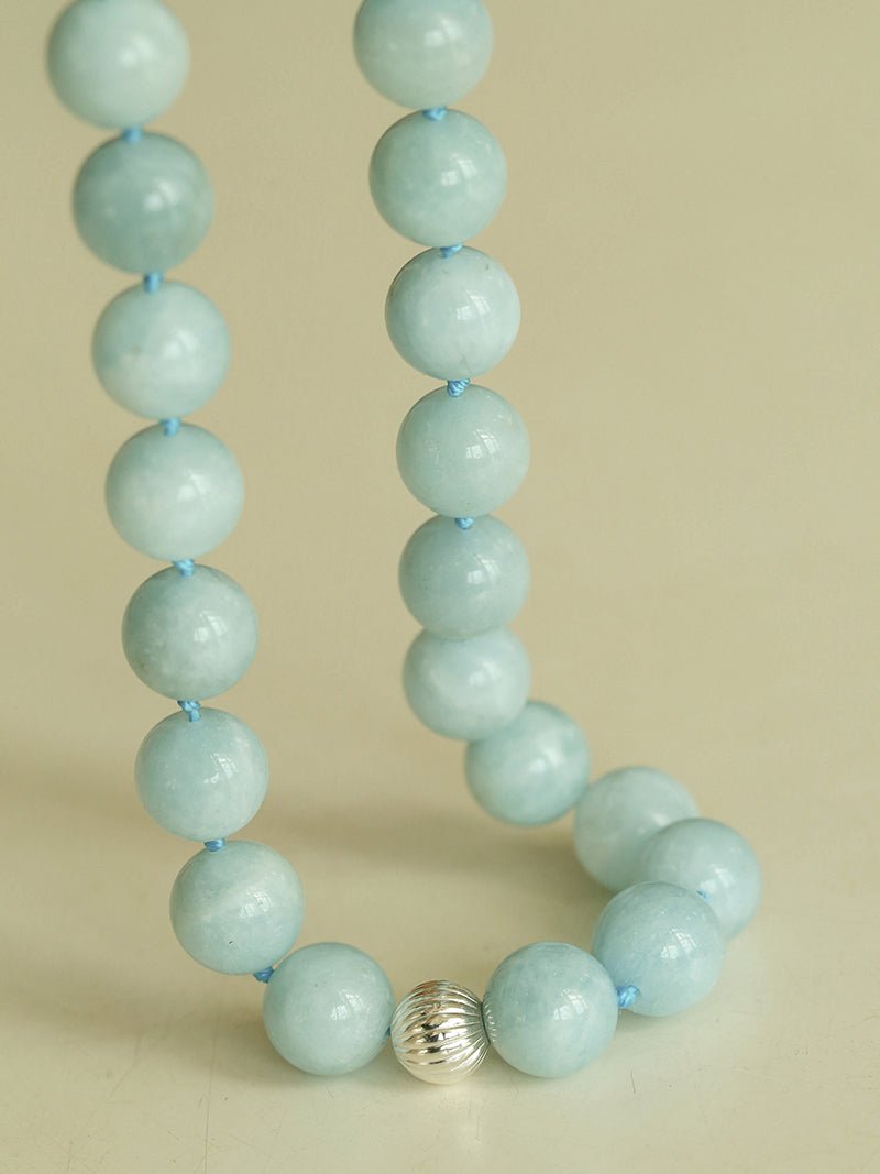 Aquamarine Stone Beaded Necklace gembea jewelry