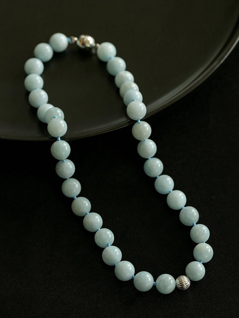 Aquamarine Stone Beaded Necklace gembea jewelry