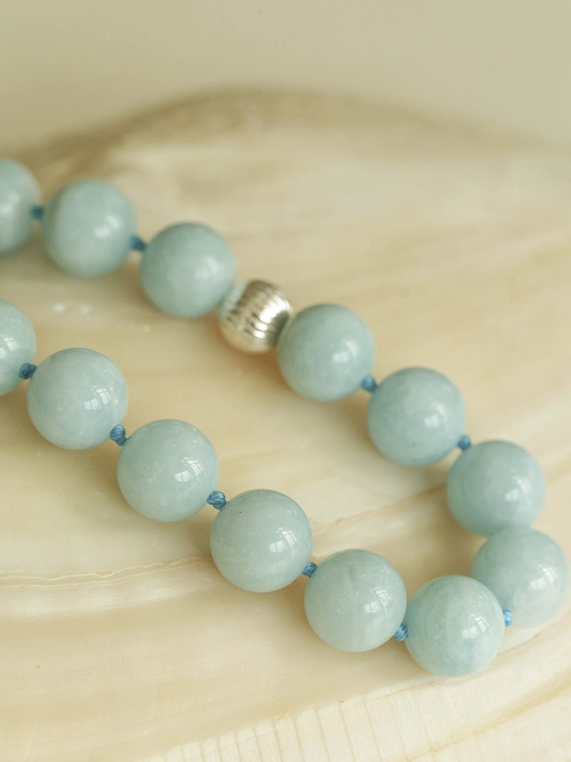 Aquamarine Stone Beaded Necklace gembea jewelry