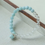 Aquamarine White Crystal Beaded Bracelet gembea jewelry