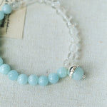 Aquamarine White Crystal Beaded Bracelet gembea jewelry