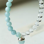 Aquamarine White Crystal Beaded Bracelet gembea jewelry