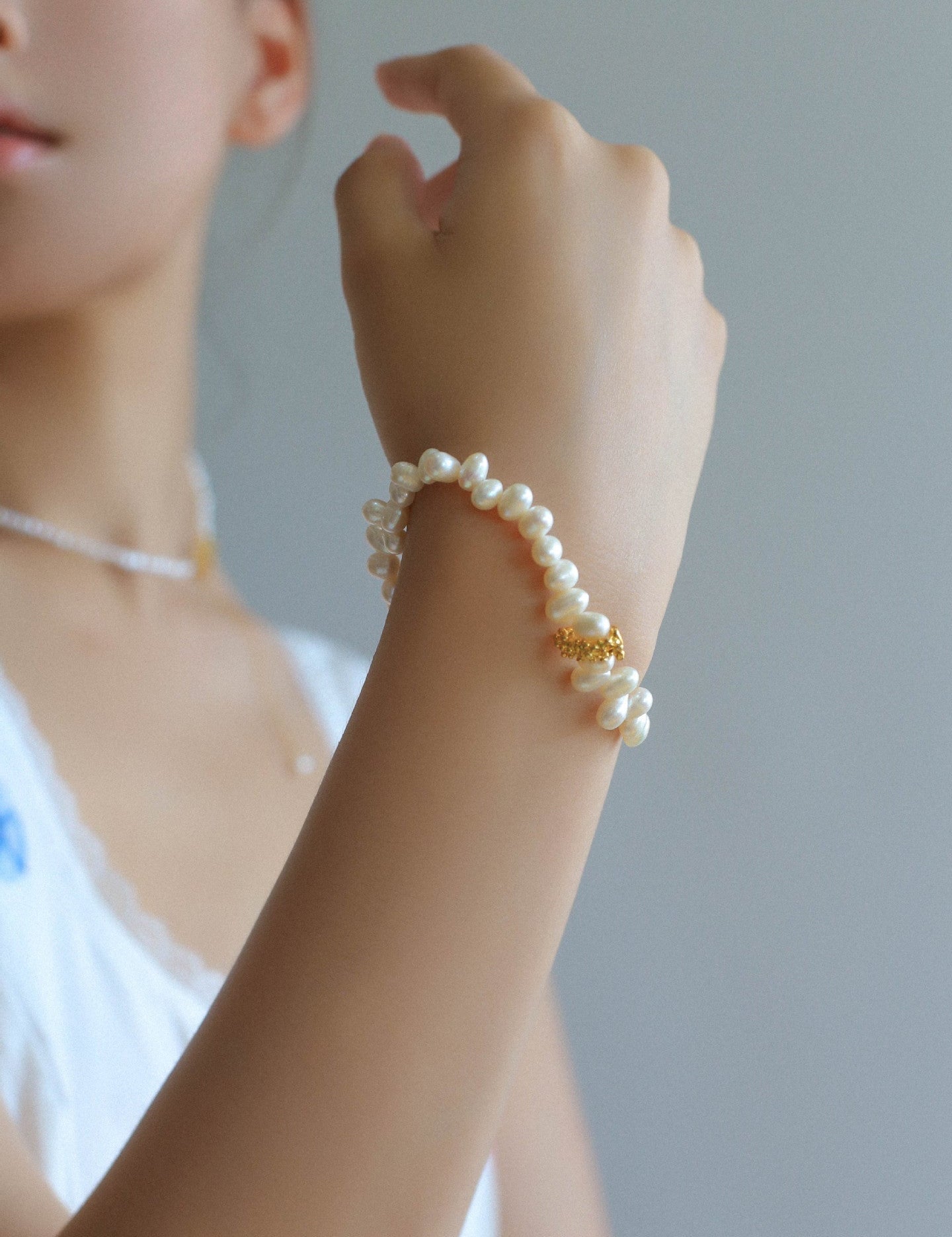 Asymmetrical Freshwater Pearl Bracelet